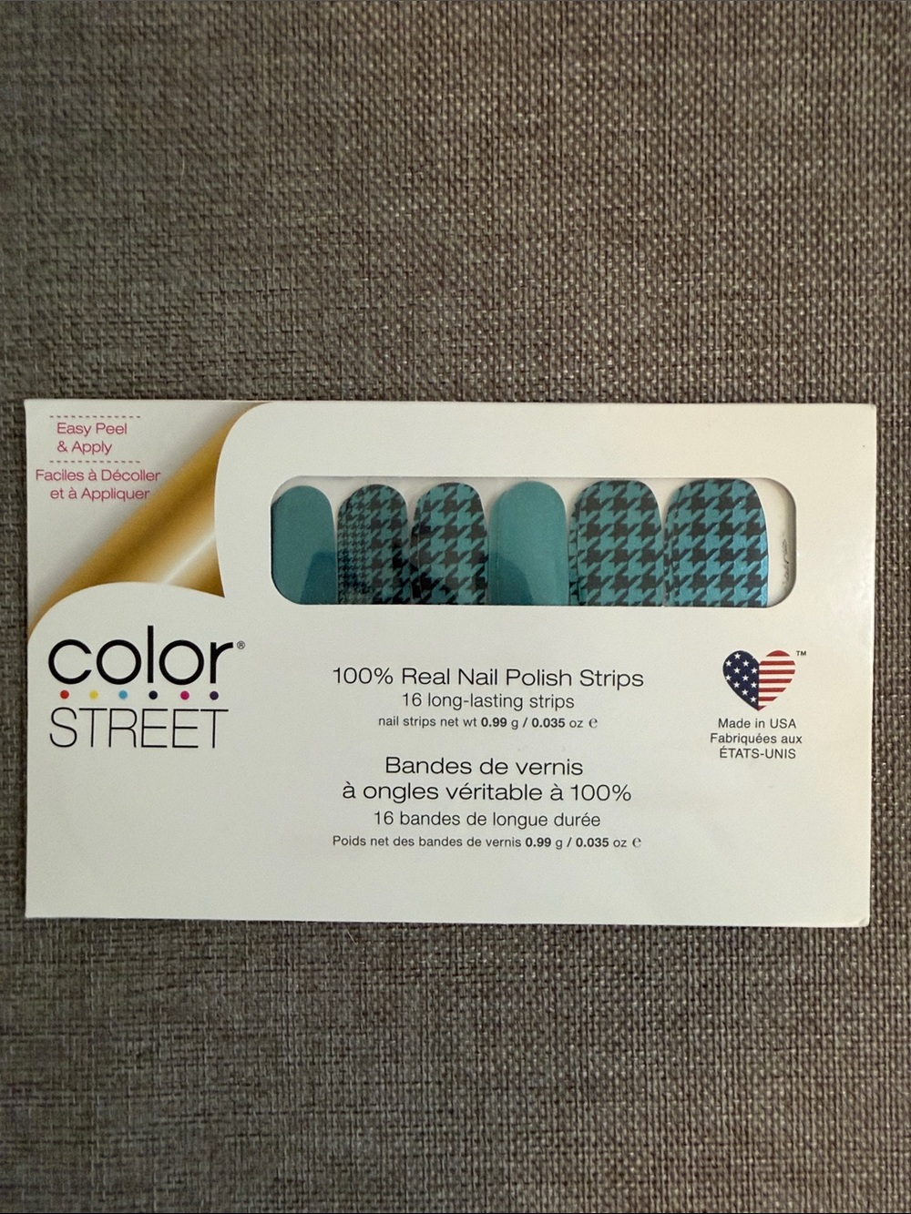 Color Street Turquoise & Black Houndstooth Nail Strips